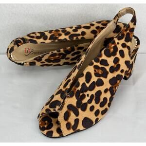 EY Boutique NWOT Leapard Print Open Toe Sling Back Chunky Heels T4708 7M